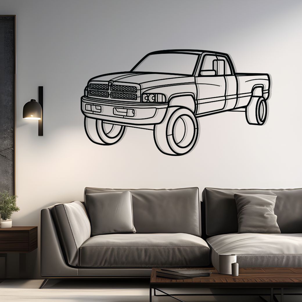 2001 Ram 3500 Diagonal Metal Silhouette