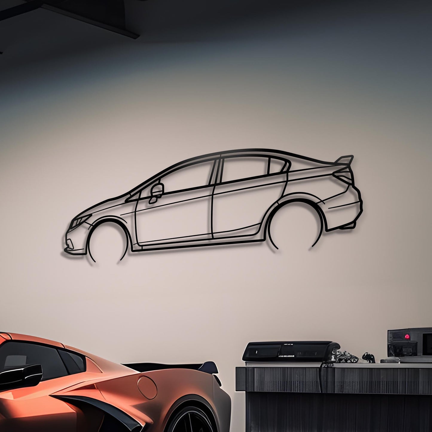 2014 Civic Si Sedan Metal Silhouette