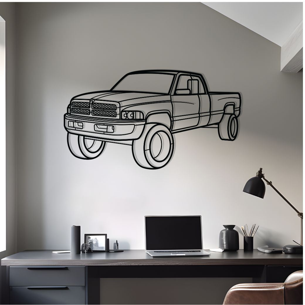 2001 Ram 3500 Diagonal Metal Silhouette