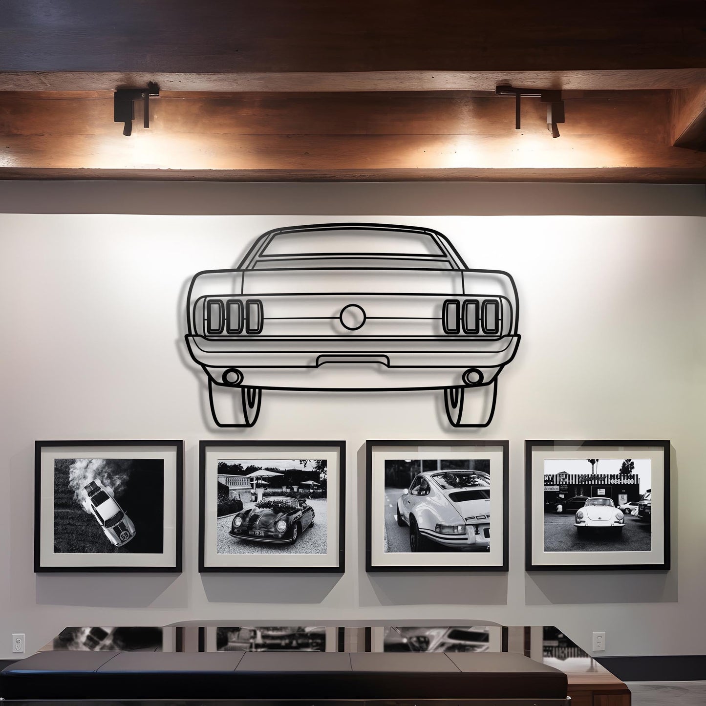 1969 Mustang Back Metal Silhouette