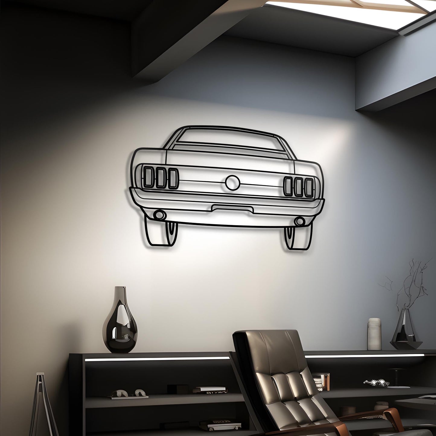 1969 Mustang Back Metal Silhouette