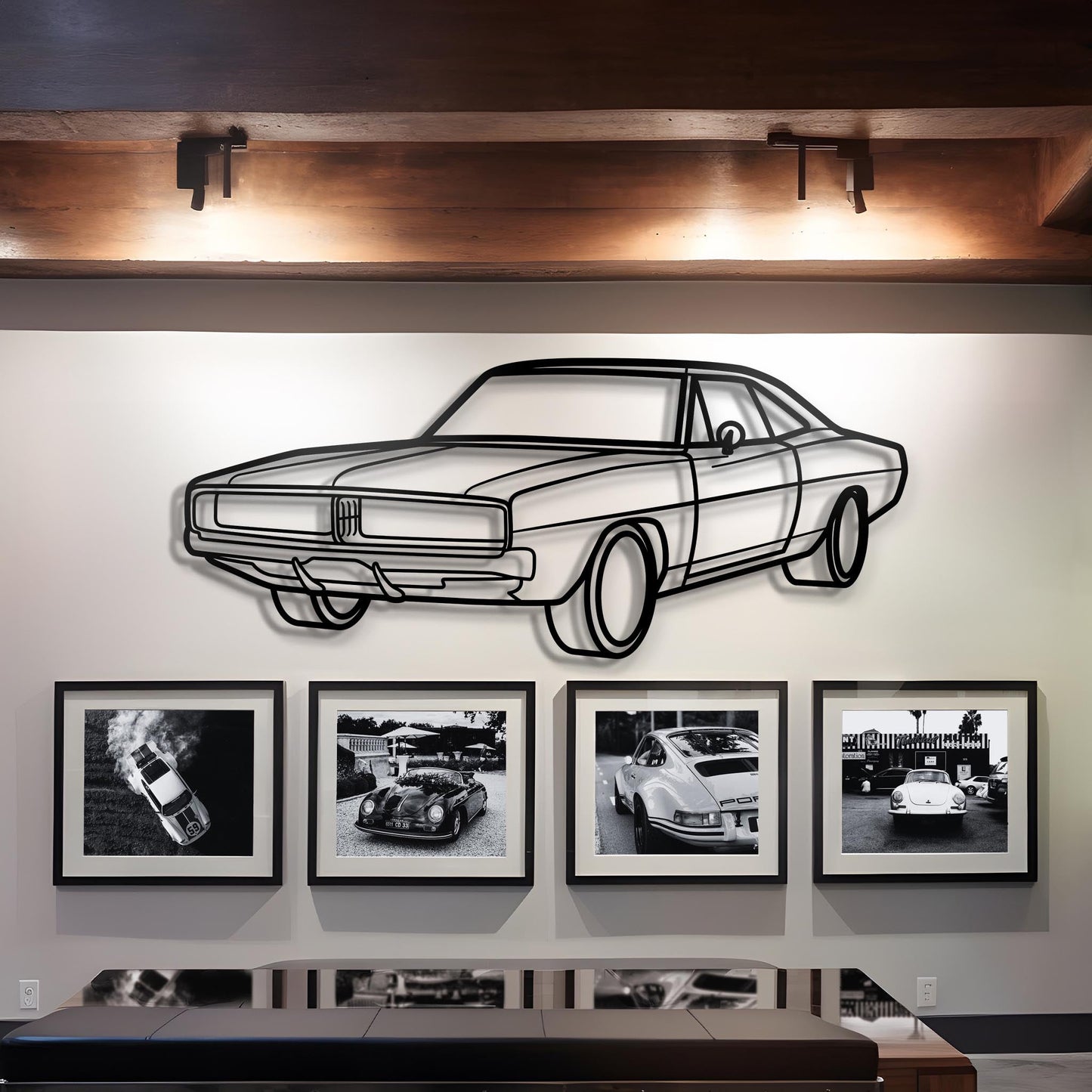1968 Charger Diagonal Metal Silhouette