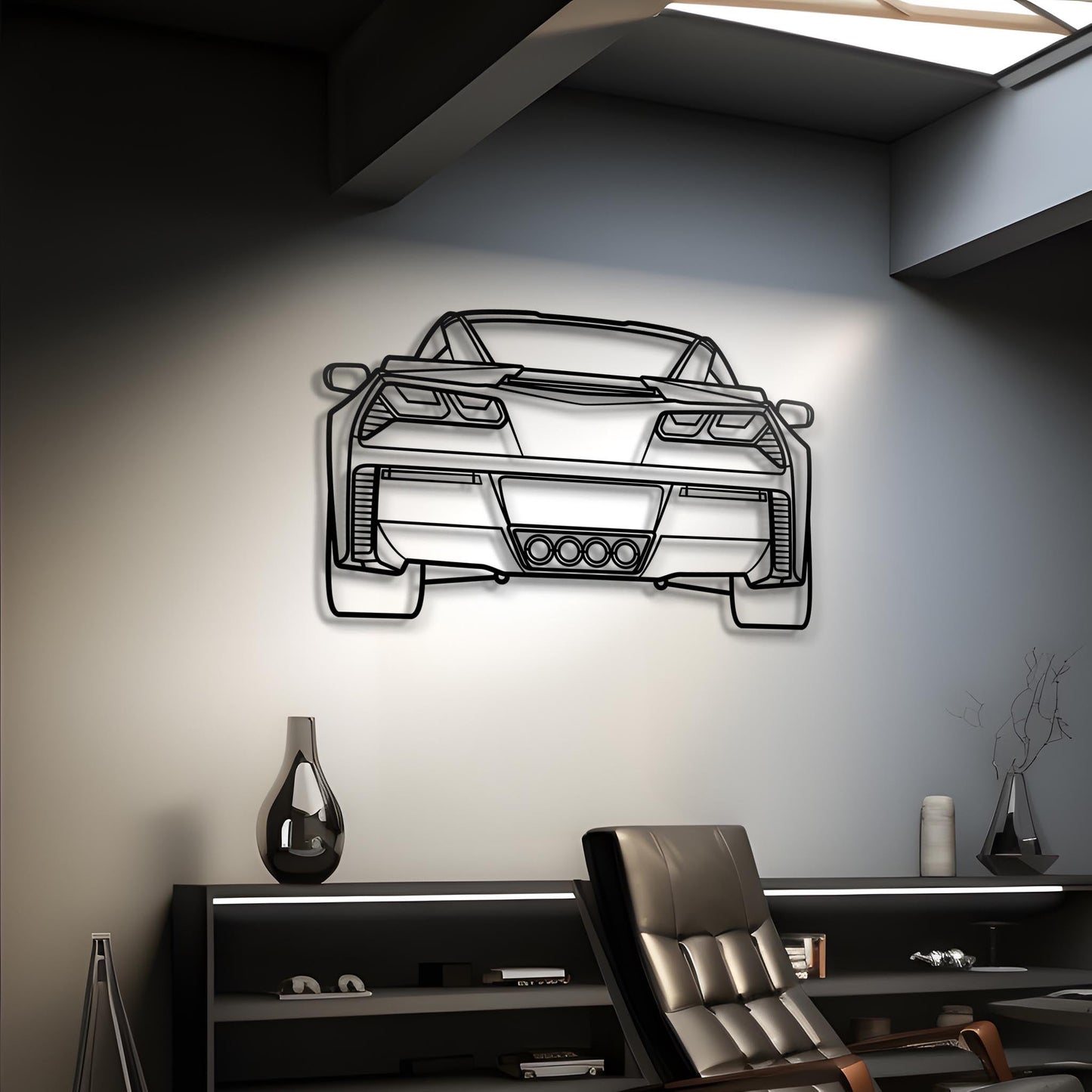 2019 Corvette Z06 C7 Back Metal Silhouette