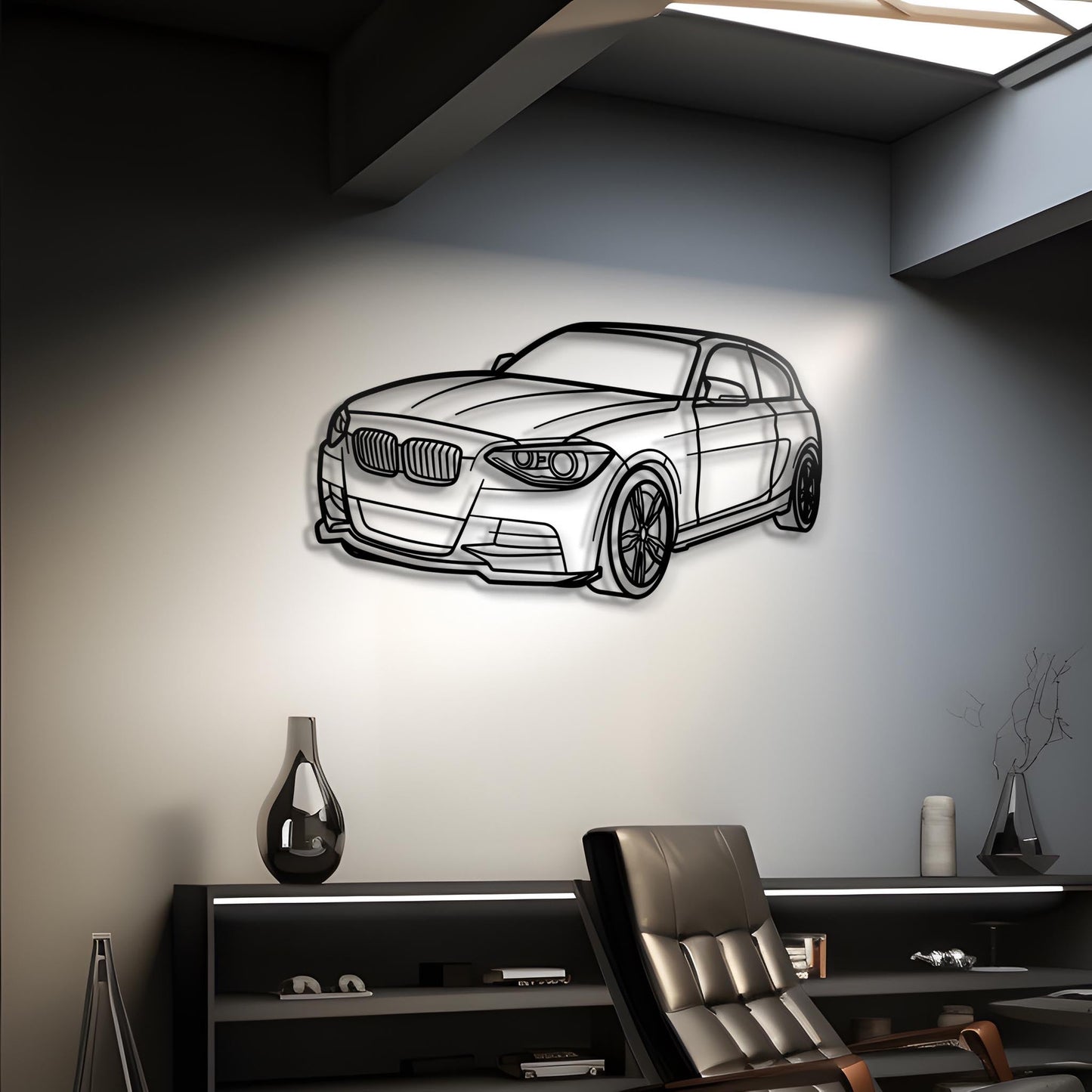2013 M135i Diagonal Metal Silhouette