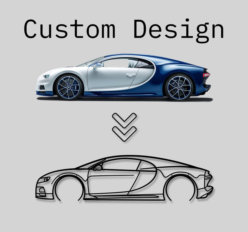 Custom steel silhouette created from a photo of a Bugatti