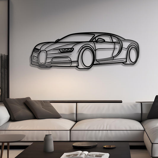 2022 Bugatti Chiron Diagonal Metal Silhouette