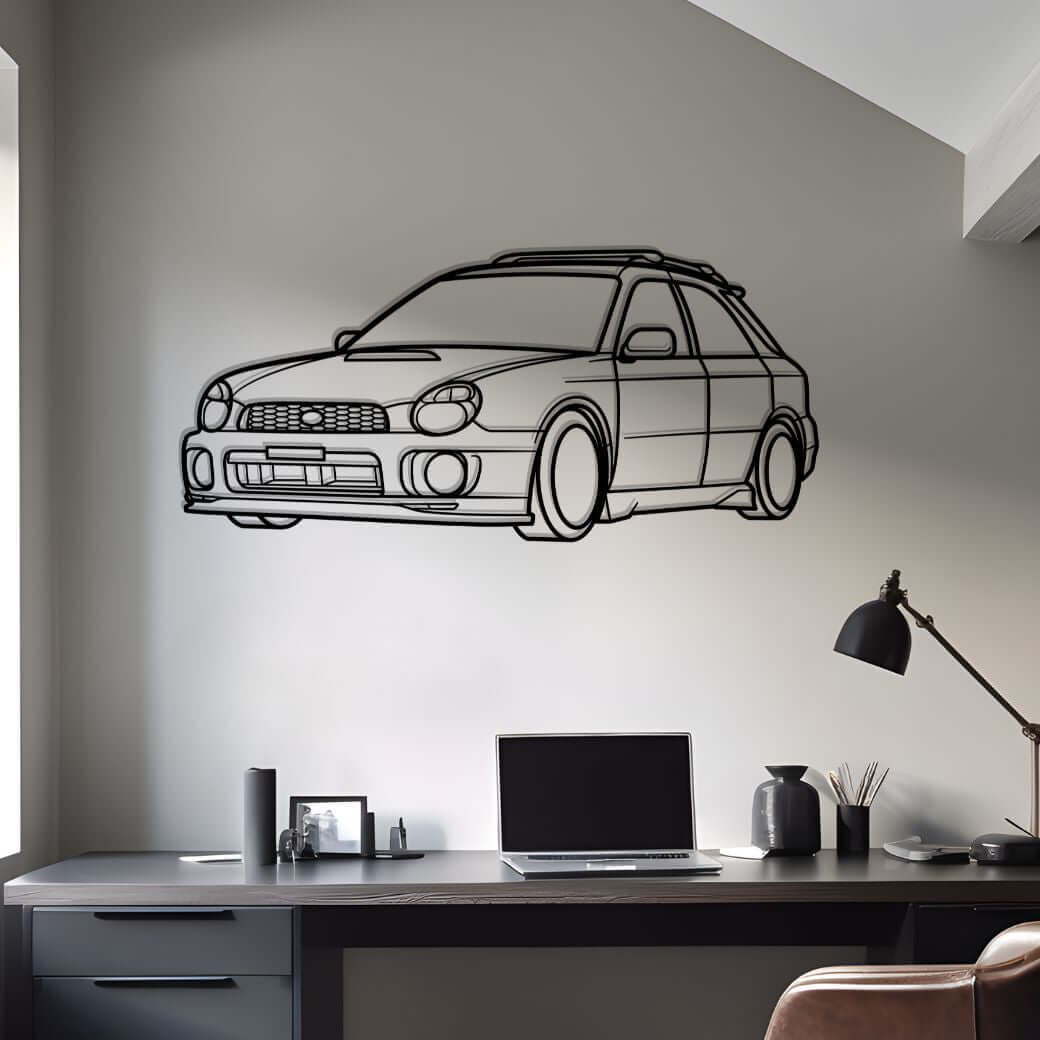 2002 WRX Wagon Diagonal Metal Silhouette Steel Wall Art — Custom Laser Cut Silhouettes by Steelshape