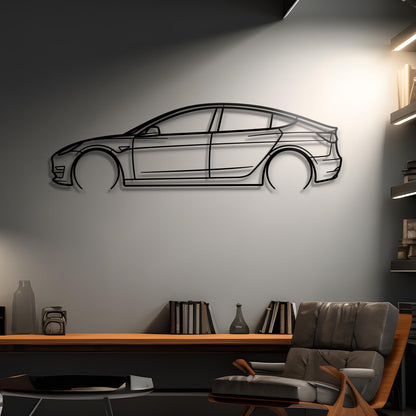 2021 Tesla Model 3 Metal Silhouette