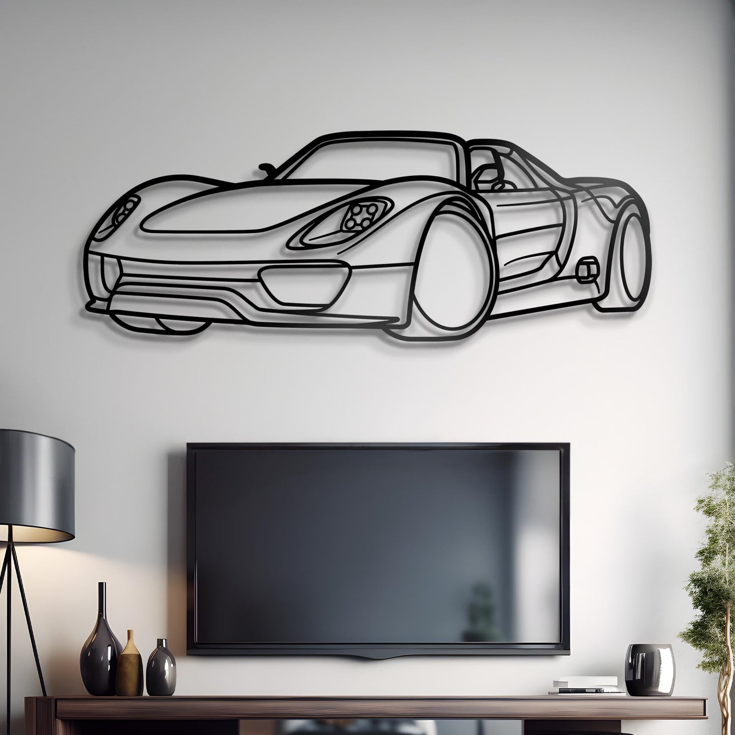 2024 Porsche 918 Spyder Diagonal Metal Silhouette