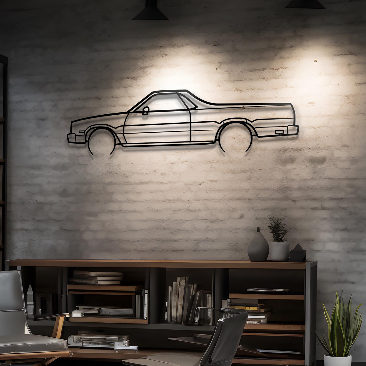 1984 El Camino SS Metal Silhouette Steel Wall Art — Custom Laser Cut Silhouettes by Steelshape