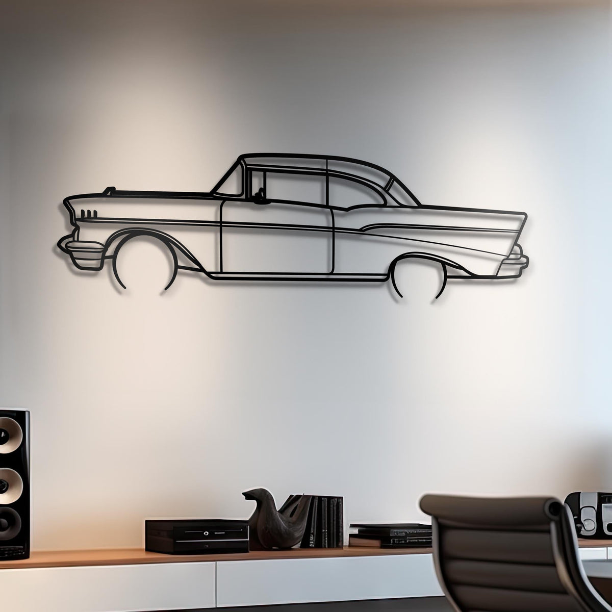 1957 Bel Air Metal Silhouette Steel Wall Art — Custom Laser Cut Silhouettes by Steelshape