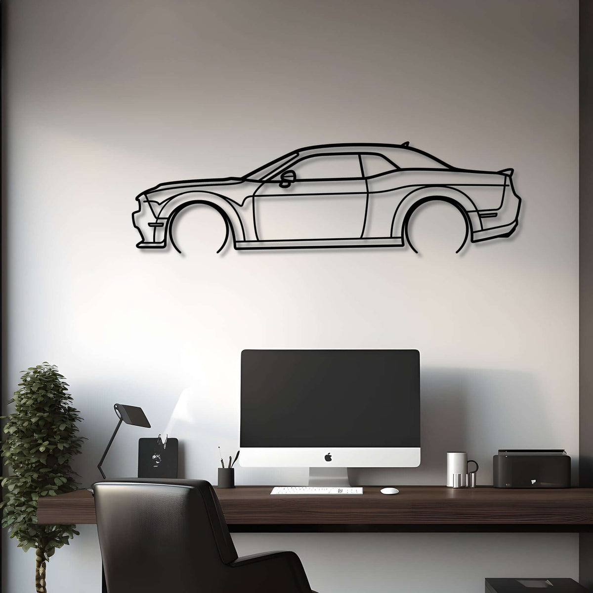 2019 Challenger SRT Hellcat Metal Silhouette Steel Wall Art — Custom Laser Cut Silhouettes by Steelshape