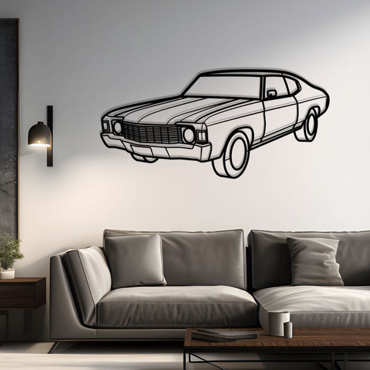 1972 Chevelle Malibu Diagonal Metal Silhouette