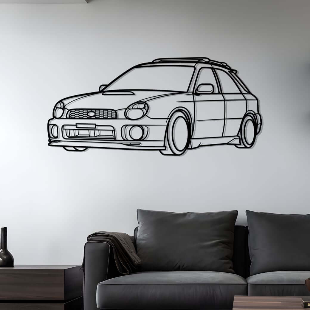 2002 WRX Wagon Diagonal Metal Silhouette Steel Wall Art — Custom Laser Cut Silhouettes by Steelshape