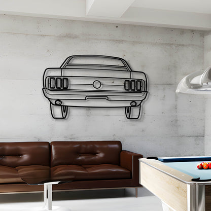 1969 Ford Mustang Back Metal Silhouette