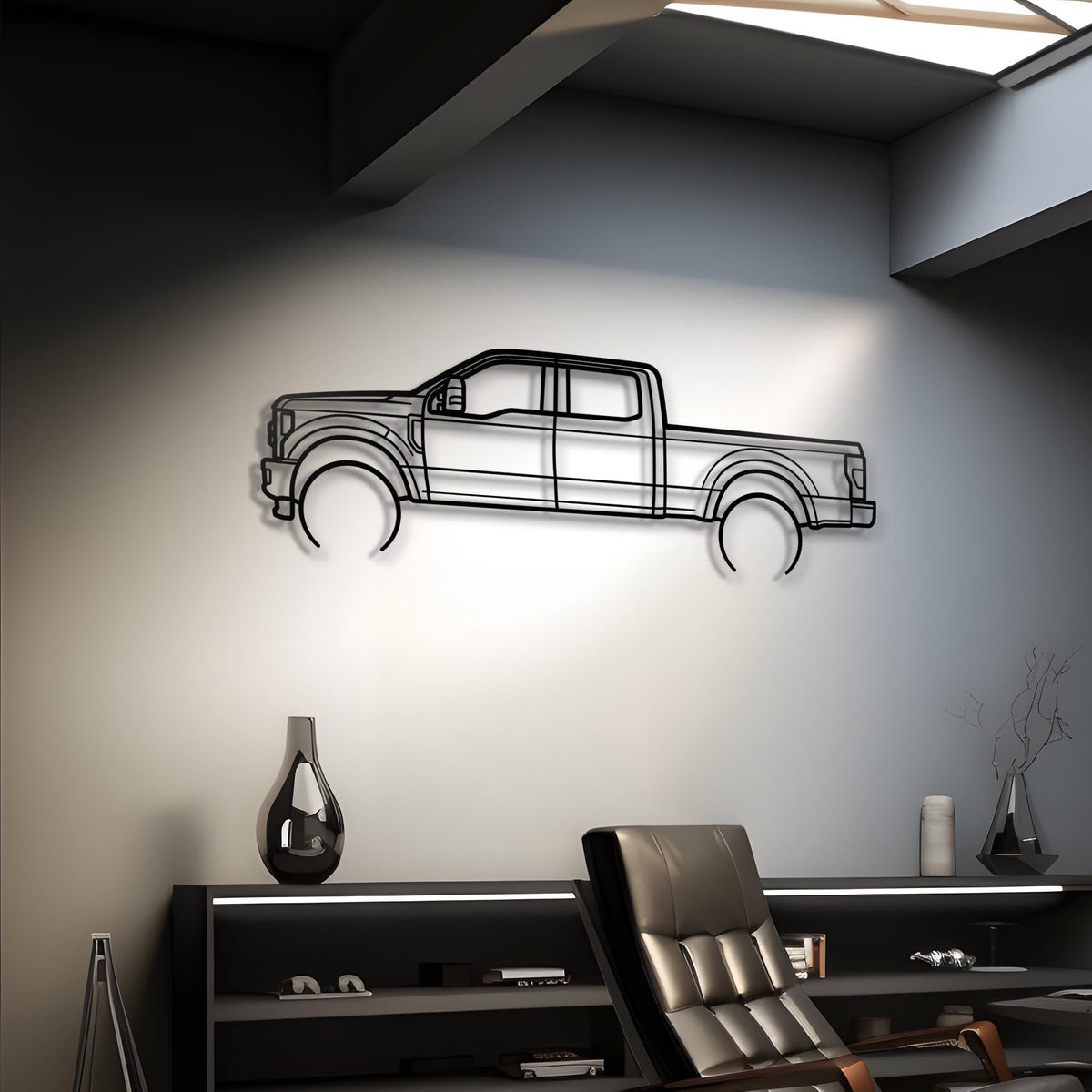 2017 F-250 Powerstroke Metal Silhouette Steel Wall Art — Custom Laser Cut Silhouettes by Steelshape