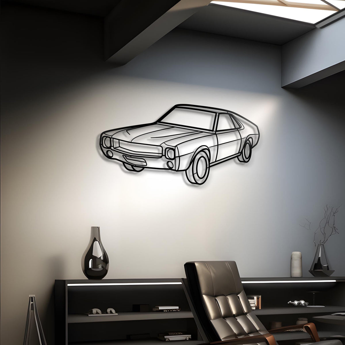 1969 AMX Diagonal Metal Silhouette Steel Wall Art — Custom Laser Cut Silhouettes by Steelshape