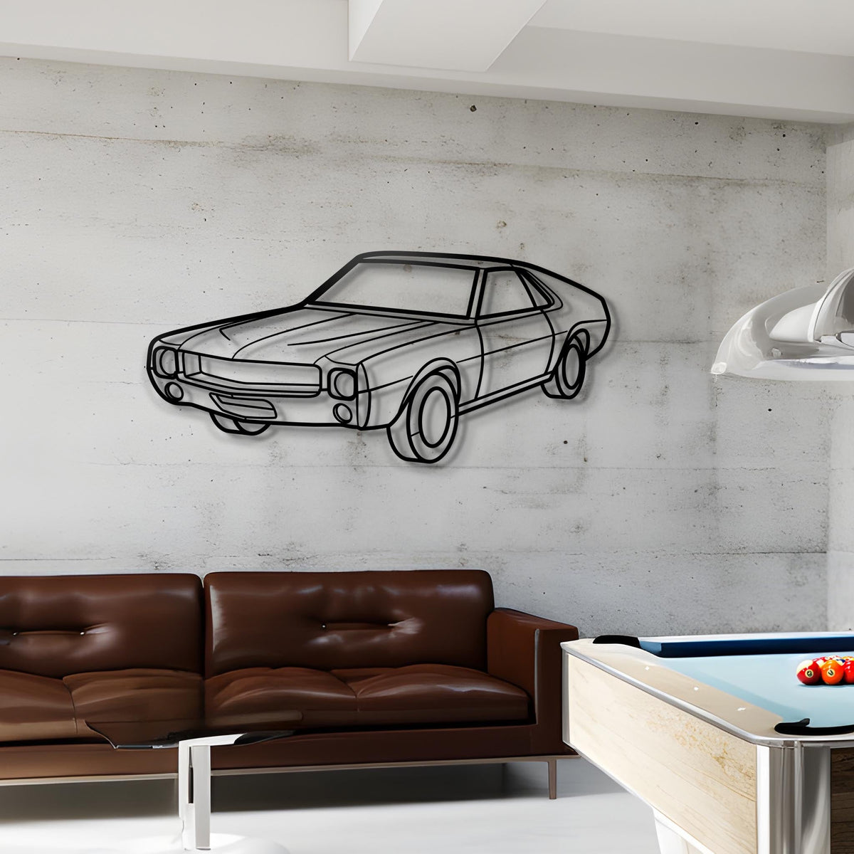 1969 AMX Diagonal Metal Silhouette Steel Wall Art — Custom Laser Cut Silhouettes by Steelshape