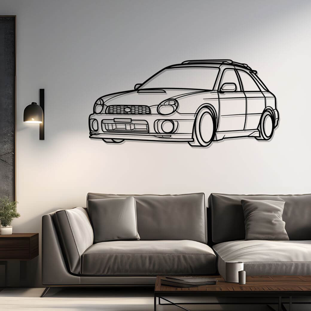 2002 WRX Wagon Diagonal Metal Silhouette Steel Wall Art — Custom Laser Cut Silhouettes by Steelshape