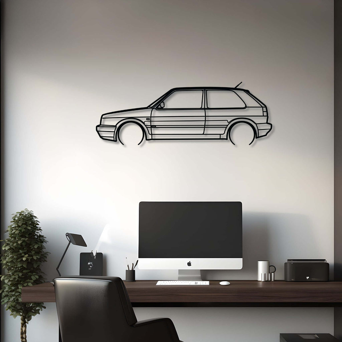 1987 Golf GTI Mk2 Metal Silhouette Steel Wall Art — Custom Laser Cut Silhouettes by Steelshape